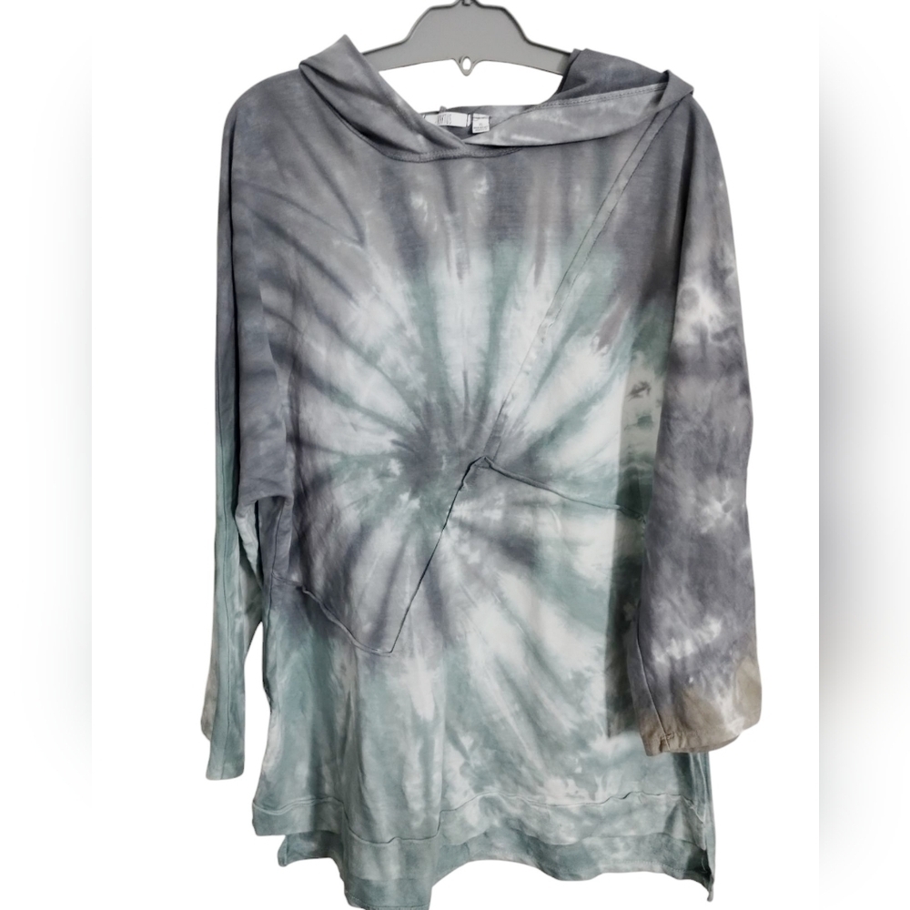 Kaktus Womens Size XL Distressed‎ Tie-dye Long Comfy Grungecore Hoodie Italy